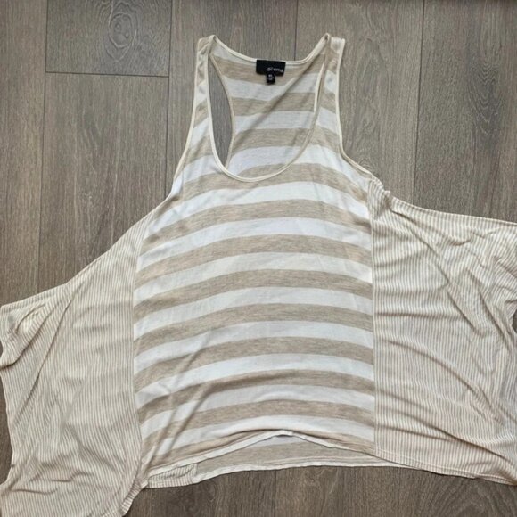 Aritzia Dilemma Tank Top Blouse Draped Stripe Flowy Sleeveless Cream White XS - Picture 7 of 15